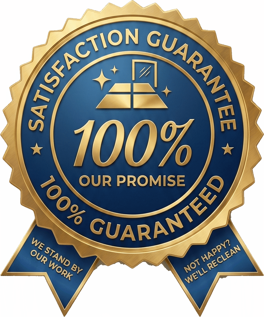 Satisfaction Guarantee. 100% — our promise. 100% guaranteed. We stand by our work. Not happy? We’ll reclean.